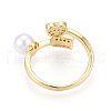 Brass Micro Pave Clear Cubic Zirconia Cuff Rings for Women KK-T074-02G-3