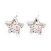 Rack Plating Brass Micro Pave Clear Cubic Zirconia Stud Earring EJEW-C102-07P-02-1
