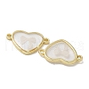 Rack Plating Brass & Resin Heart with Bowknot Connector Charm KK-Q009-01G-2