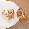 Star Natural Strawberry Quartz Cubic Zirconia Cuff Rings RJEW-M076-02G-09-4