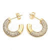 Brass Pave Clear Cubic Zirconia Stud Earrings EJEW-U005-01G-1