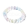 Macaron Color Dyed Natural Selenite Round Beaded Stretch Bracelet X-BJEW-D024-01A-1