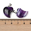 Dyed Natural Banded Agate Heart Pendant Necklaces NJEW-G166-01B-4