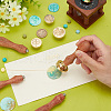 Golden Tone Wax Seal Brass Stamps with Wood Handles AJEW-WH20032-005-5
