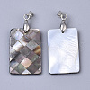 Single-Sided Natural Black Lip Shell and White Shell Pendants X-SSHEL-N034-32A-2