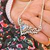 Hollow Triangle Alloy & White Synthetic Opal Pendant Necklaces for Women FS-WG91181-01-3