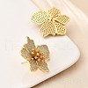 Brass Clear Cubic Zirconia Flower Stud Earrings EJEW-C147-02G-3