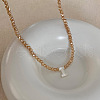 Natural Shell Initial Pendant Glass Beaded Pendant Necklaces FS-WG76541-09-1