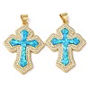 Rack Plating Brass Micro Pave Cubic Zirconia Pendants KK-P268-17F-G-1