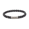 Natural Obsidian Round Beads Stretch Bracelets Set BJEW-JB06980-04-3