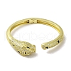 Brass Pave Clear & Green Cubic Zirconia Leopard Open Cuff Bangle for Women BJEW-K246-20B-G-2