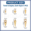 Unicraftale 30Pcs 6 Styles 304 with 201 Stainless Steel Pendants FIND-UN0004-30-3