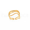Ion Plating(IP) 304 Stainless Steel Wave Wrap Open Cuff Ring for Women RJEW-S405-236G-2