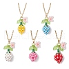 Glass Seed Beaded & Imitation Pearl Flower Pendant 304 Stainless Steel Cable Chain Necklaces for Women NJEW-MZ00115-2