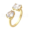 Brass Micro Pave Cubic Zirconia Cuff Rings for Women RJEW-F181-08G-01-2