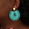 Bohemian Style Fan Glass Seed Beaded Dangle Stud Earrings for Women LS3119-3-3