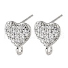 Brass Micro Pave Cubic Zirconia Stud Earring Findings KK-Z102-12P-1