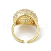 Brass with Cubic Zirconia Open Cuff Rings for Women RJEW-A035-15G-3