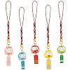 GOMAKERER 5pcs 5 styles Ceramic Lucky Cat Small Pendant Mobile Phone Decoration HJEW-GO0001-08-1