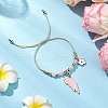 Natural Rose Quartz Beads Braided Bead Bracelets BJEW-TA00621-03-1