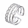 Non-Tarnish 304 Stainless Steel Star Open Cuff Ring RJEW-T023-94P-3