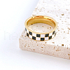 Black & White Checkerboard Stainless Steel Enamel Finger Rings FS-WG83B81-02-4