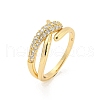 Cross Brass Micro Pave Clear Cubic Zirconia Open Cuff Rings RJEW-G309-10G-1