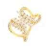 Brass Micro Pave Clear Cubic Zirconia Cuff Rings for Women RJEW-U047-02G-4