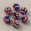 Independence Day Theme Polymer Clay Rhinestone Round Beads PORC-WH0001-04-2