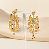 Golden Crescent Moon Tassel Brass Dangle Stud Earrings TM2234-2-1