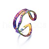 304 Stainless Steel Criss Cross Cuff Ring RJEW-N038-098-4
