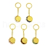 Alloy Pendant with Natural Lapis Lazuli Chip & Howlite Chip & Natural Green Aventurine & Natural Tiger Eye & Natural Rose Quartz Chip Beads Keychains KEYC-JKC01138-02-2