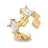 Brass Micro Pave Clear Cubic Zirconia Cuff Finger Rings RJEW-C120-07G-4