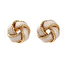 Brass Enamel Stud Earrings EJEW-P308-03G-2