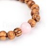 Wood Beaded Stretch Bracelets BJEW-JB01941-3