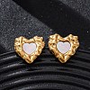 304 Stainless Steel Natural White Shell Stud Earrings EJEW-Z103-06G-02-2