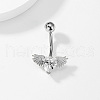 Fashionable Stainless Steel Clear Cubic Zirconia Wing Heart Curved Barbell Belly Button Rings DH4115-3