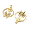 Bird with Heart Brass Micro Pave Cubic Zirconia Pendants KK-M325-17C-G-2