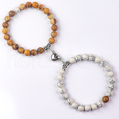 8mm Round Gemstone Beaded Bracelets GW1504-11-1