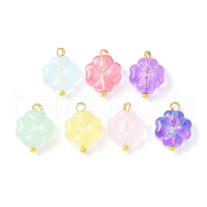 7Pcs 7 Colors Transparent Spray Painted Glass Charms PALLOY-JF03518-01-1