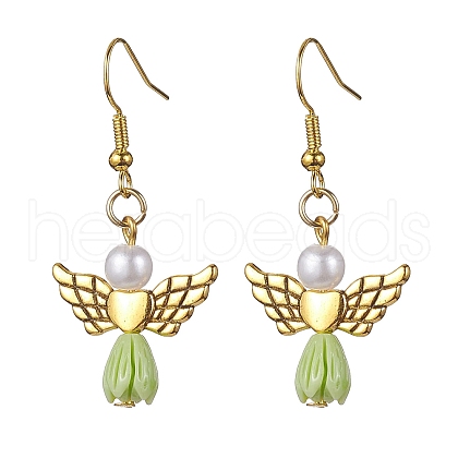 Angel Antique Golden Alloy & Resin Dangle Earrings EJEW-JE05686-03-1