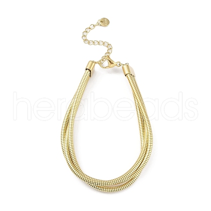 304 Stainless Steel 3-Strand Round Snake Chain Bracelets for Women BJEW-C071-03G-1