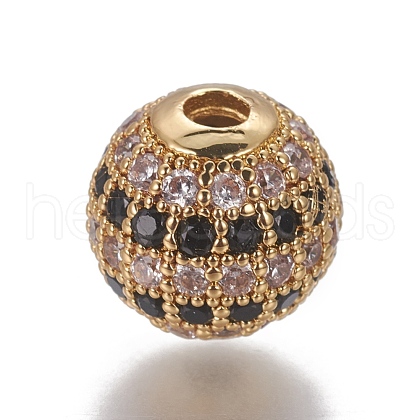 Brass Cubic Zirconia Beads ZIRC-O029-15A-G-1