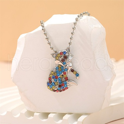 Alloy Colorful Rhinestone Pendant Necklaces for Kid FS-WG8D677-02-1