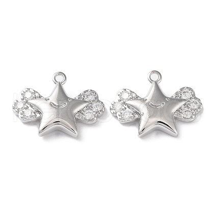 Brass with Clear Cubic Zirconia Charms KK-G474-02P-1