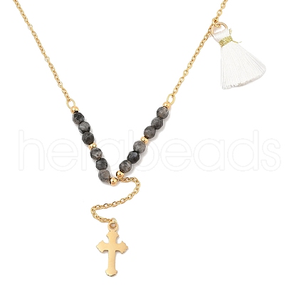 Golden Tone 304 Stainless Steel Cross Pendant Necklaces NJEW-A032-02G-01-1