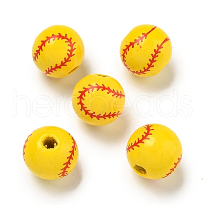 Printed Wood European Beads WOOD-G022-11A-1
