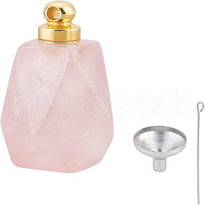  Natural Rose Quartz Perfume Bottle Pendant G-NB0003-58C-1