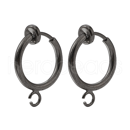 Brass Clip-on Hoop Earring Findings X-KK-P102-01B-01-1