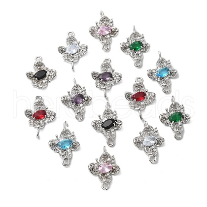 Brass Micro Pave Cubic Zirconia Connector Charms KK-Z103-10P-01-1